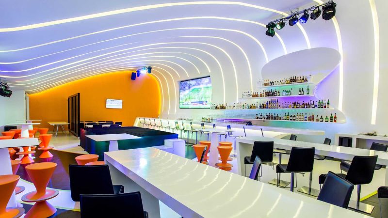 Keep up on the action at the Score sports bar at Temptation Cancun Resort.
