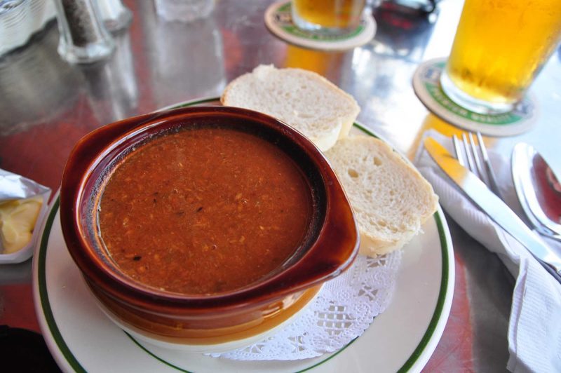 Lunchtime with a bowl of Bermuda fish chowder in Somerset, Bermuda.