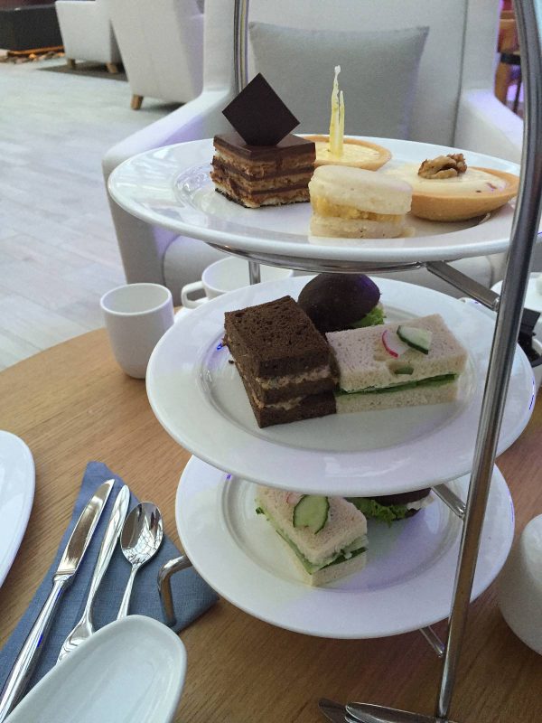 Finger sandwiches served along with tea in the Wintergarden on Viking Star.