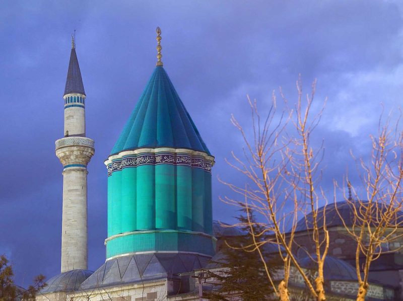 The minarets of Mevlana Muzesi in Konya, Turkey.