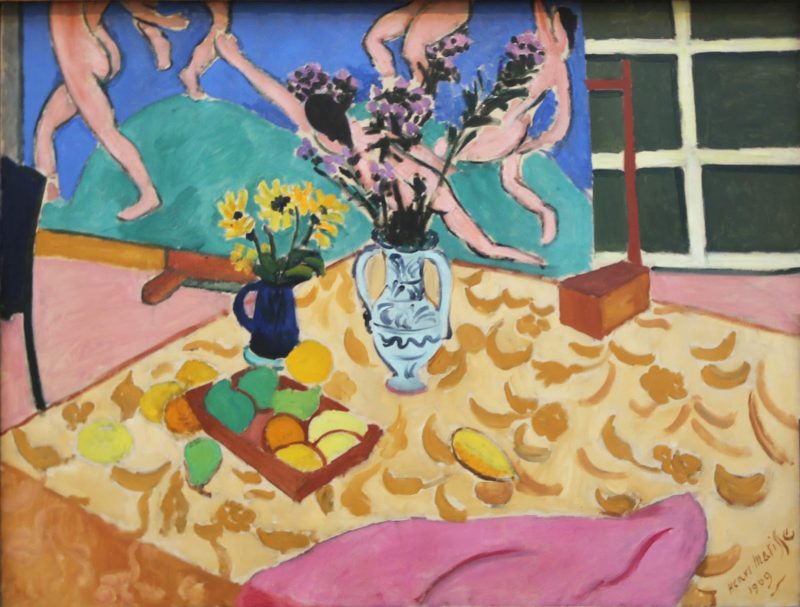 Henri Matisse, “Fruit, Flowers and the Dance,” 1909, oil on canvas, one of several variations he created with his “Dance” in the background.