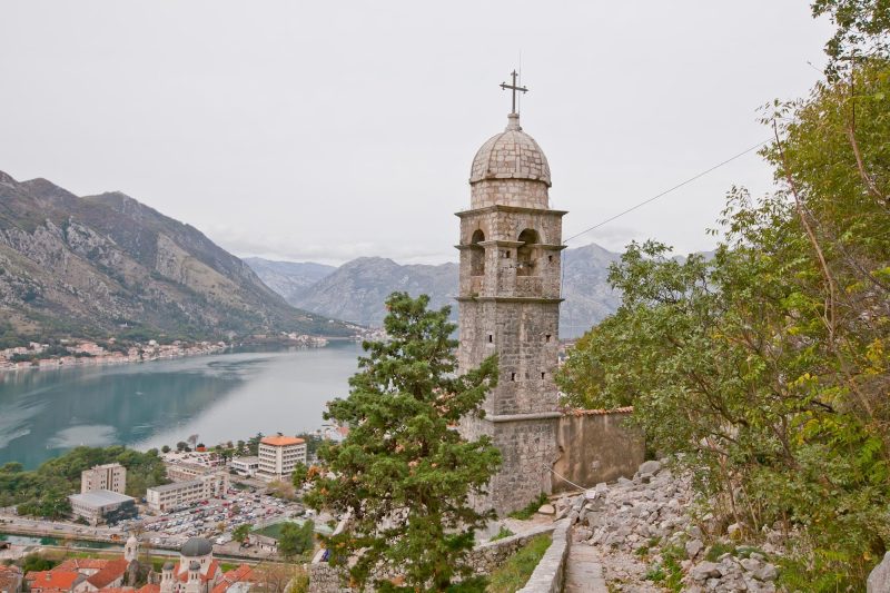 The back side of the Church of Our Lady of Remedy, built in 1518, about a third of the way up the trail known as the Ladder of Kotor.