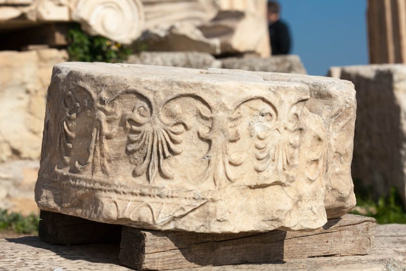 The remains of a Doric temple on the grounds of the Acropolis in Athens. 