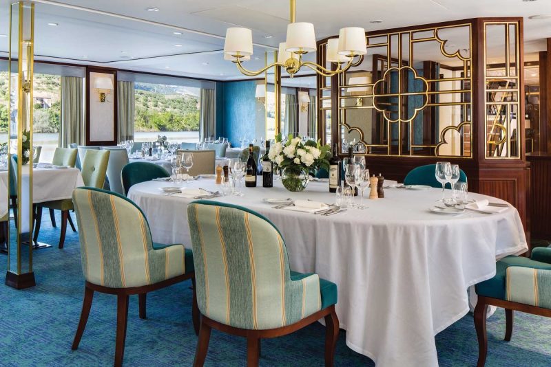 The main dining room of Queen Isabel, which sails Portugal's Douro River.