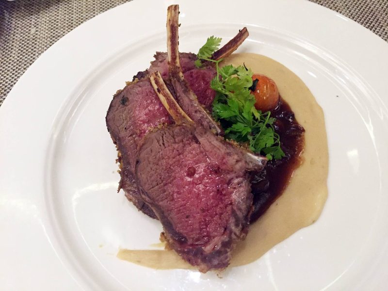 Perfectly prepared lamb chops served at Manfredi's Italian Restaurant  on a Viking ocean cruise.