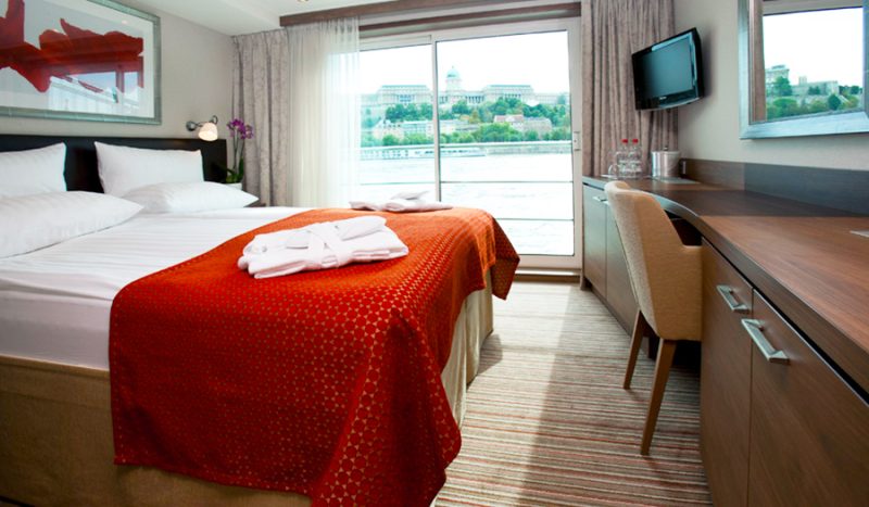 Avalon Luminary deluxe staterooms feature a well-stocked minibar and flat-screen satellite TV.
