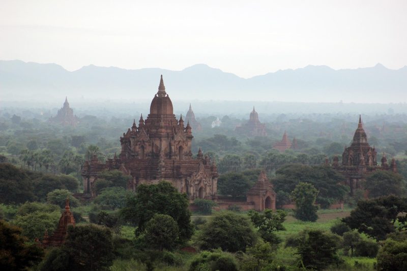 The mystical temples of Bagan, Myanmar, just before sunrise. See it on a river cruise.