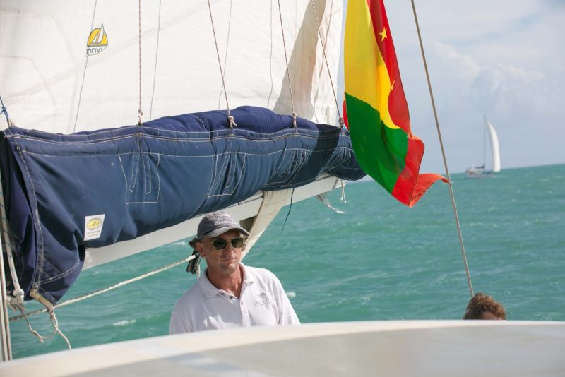 The captain of the Shadowfax during a tour along Grenada's western coastline.