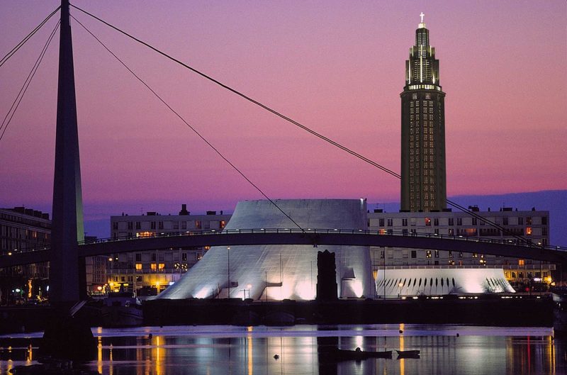 The Church of St. Joseph was built after WWII in Le Havre, France, and its tower houses a beacon that can be seen at sea.