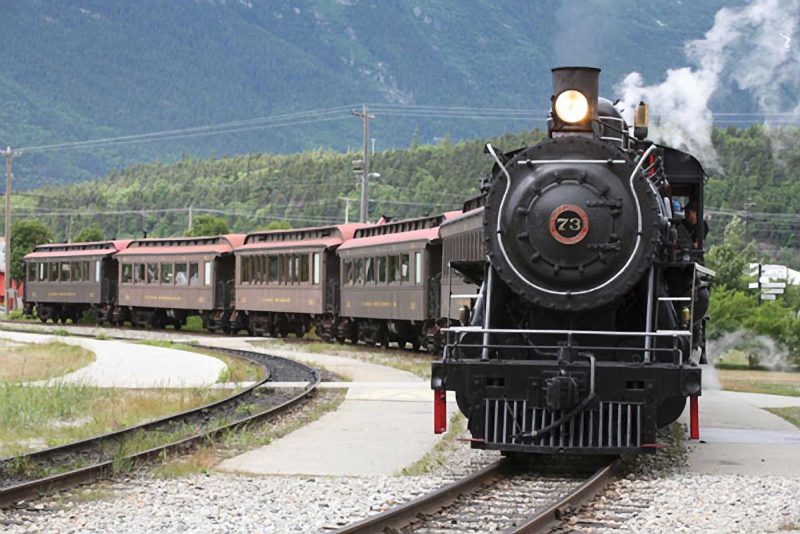Reach the Yukon Railroad through American Cruise Lines and ride the White Pass to enjoy panoramic views of Alaska.