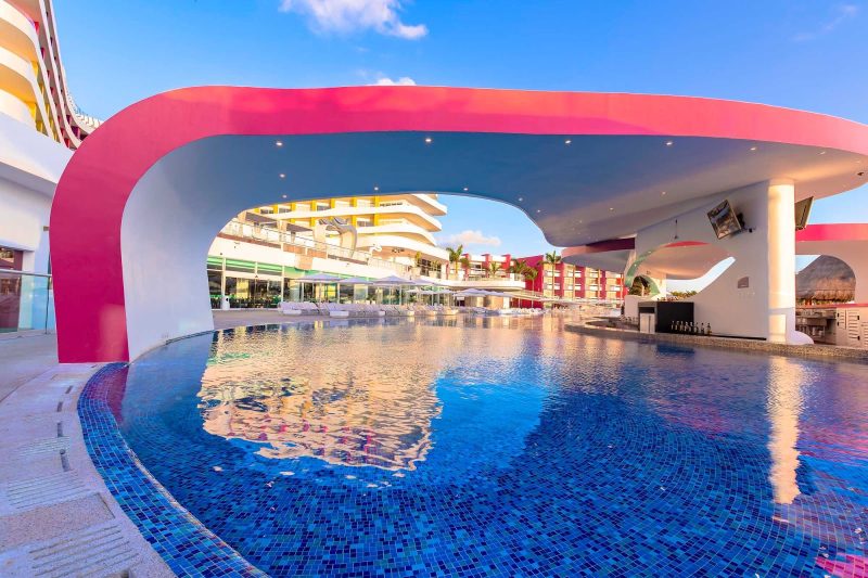 The sexy pool is the center of the action at Temptation Cancun Resort.
