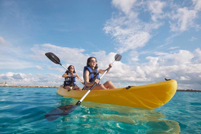 Explore a tropical bay with an easy kayak outing during your Carnival cruise.