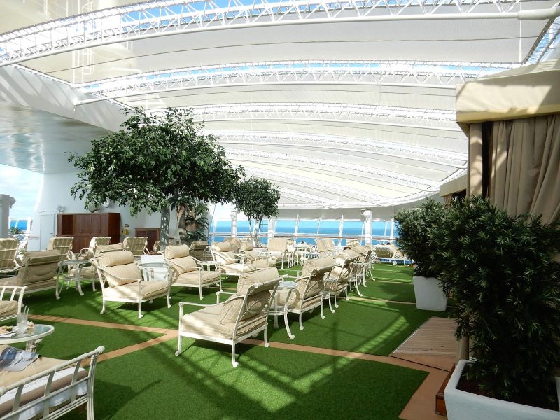 A look at the tranquil interior area of the Sanctuary on Ruby Princess.