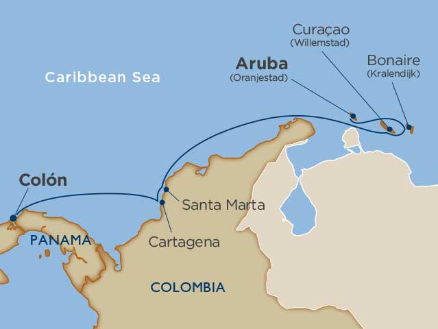 The Aruba to Panama itinerary aboard Star Pride.