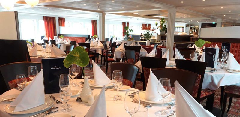 Enjoy regional specialties and take in the sights from the main restaurant on AmaDolce.