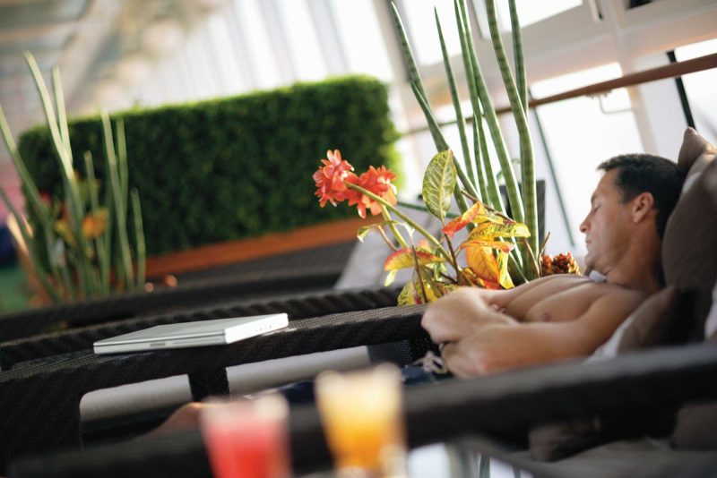 When you want some quiet time, relax in the Courtyard, available to those who sign up for The Haven during your cruise on Norwegian Pearl.