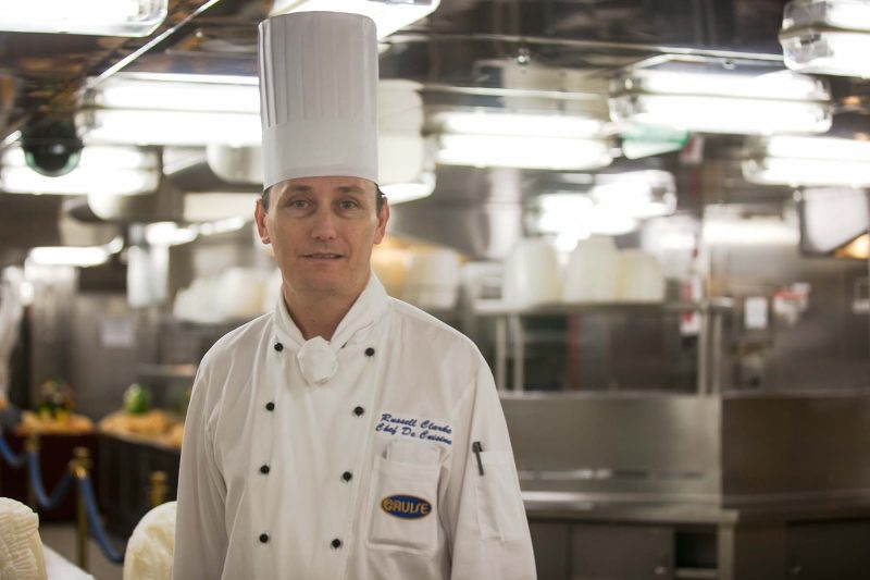 Russell Clarke, Chef De Cuisine, in the kitchen of Ruby Princess.
