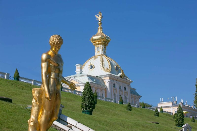 The fountain gardens of Peterhof. 500 acres, 200+ statues, 144 fountains and a whole lot of decadence. Peterhof Palace near St. Petersburg, Russia.