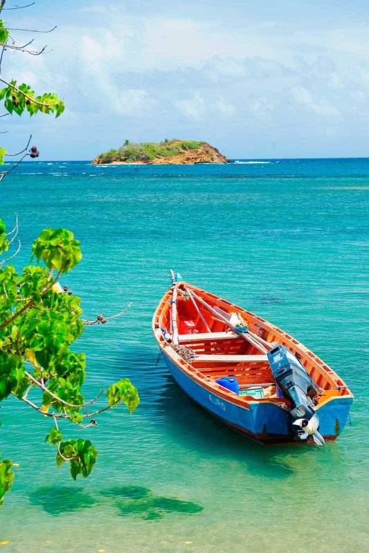 A fishing boat in Presqu'ile de la Caravelle in the fishing village of Tartane on Martinique.