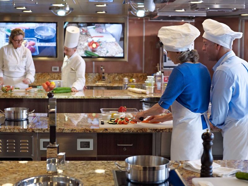Hone your knife skills at the Culinary Center aboard Oceania Cruises.