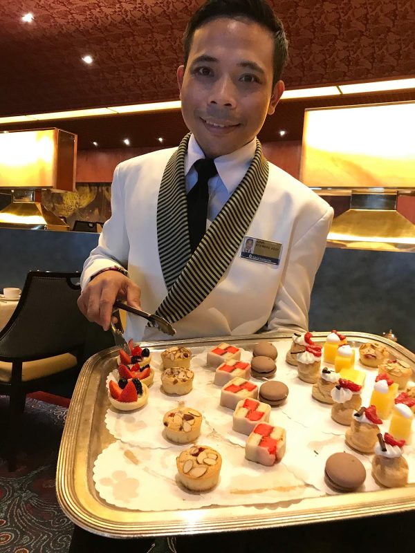 Canapes offered visitors during tea time on ms Oosterdam.