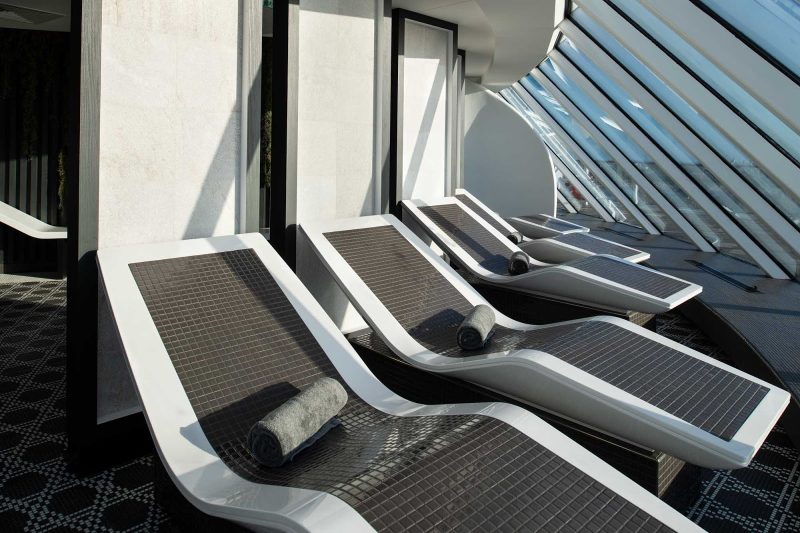Get comfy in the heated tile chairs in the Spa on Celebrity Edge, which offers the perfect way to clear your mind and reinvigorate your spirit.