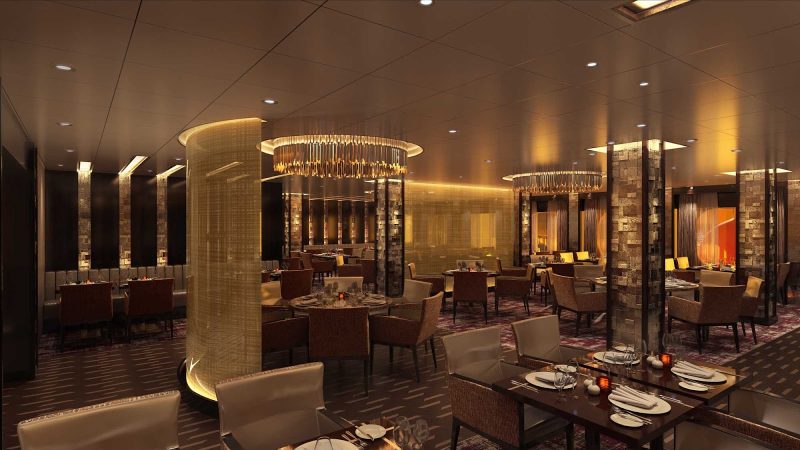 Lobster and steak are on the menu at the upscale Fahrenheit 555 Steakhouse.