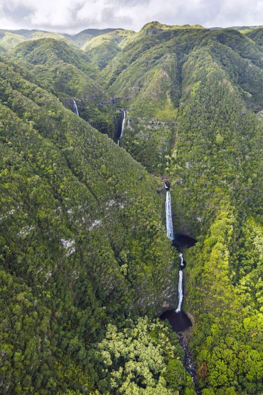Remote waterfalls on the island of Molokai.