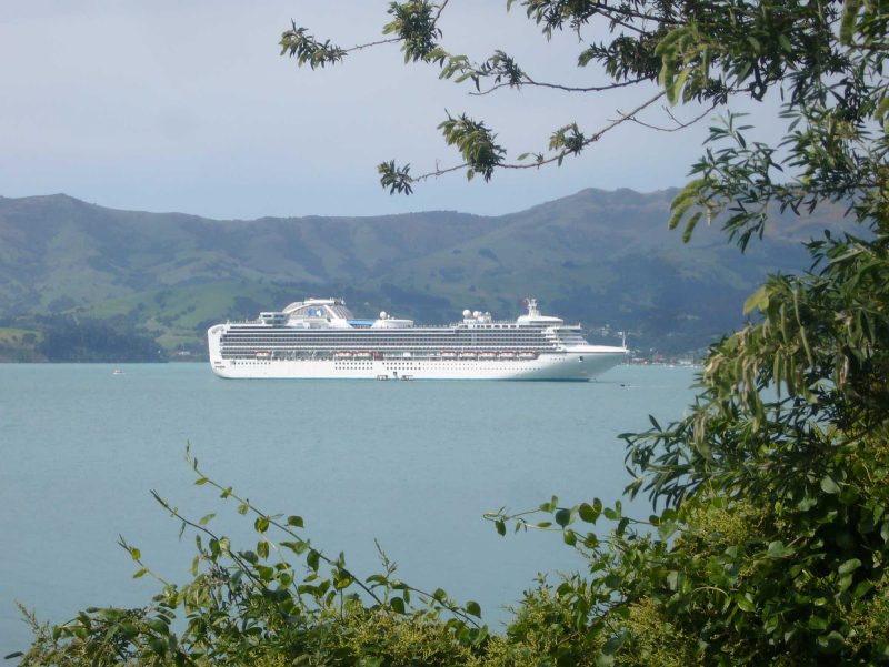 Sapphire Princess in Akaroa Harbour, New Zealand.