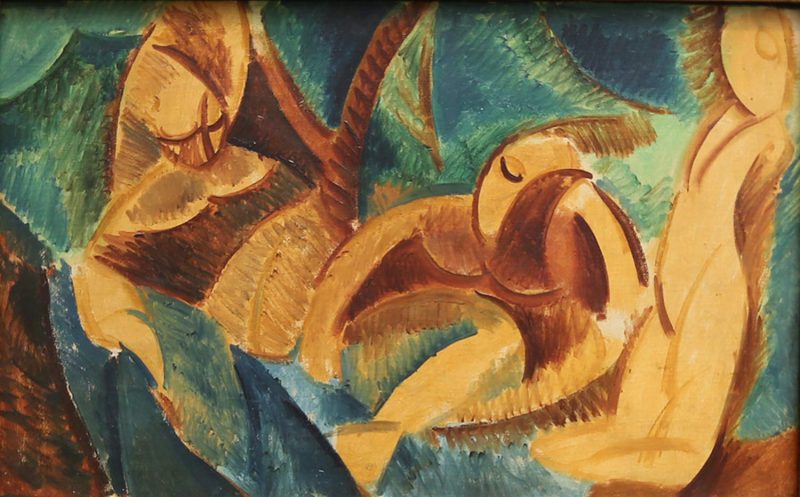 Pablo Picasso, “Bathing,” 1908, oil on canvas, at the Hermitage at St. Petersburg, Russia.