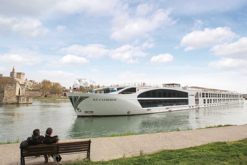 S.S. Catherine, part of the Uniworld fleet of river cruise ships, on a European river voyage.