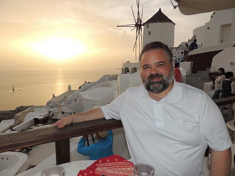 That's me in Santorini after a full day of exploring.