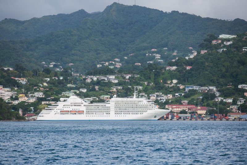 Silver Spirit moored off the coast of Grenada. 