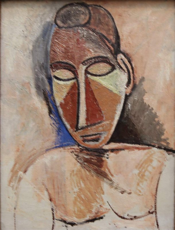Pablo Picasso, “Bust of a Nude,” 1907, oil on canvas, at the Hermitage at St. Petersburg, Russia.