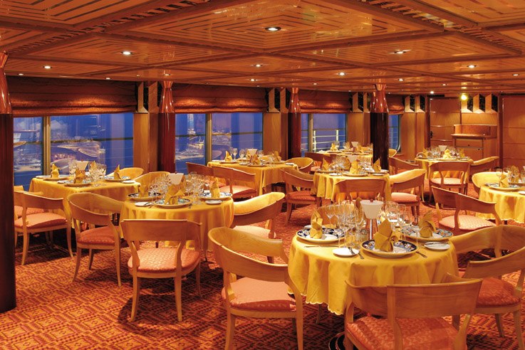 Dining options on Costa Fortuna include the specialty restaurant Club Conte Grande 1927 (surcharge applies).