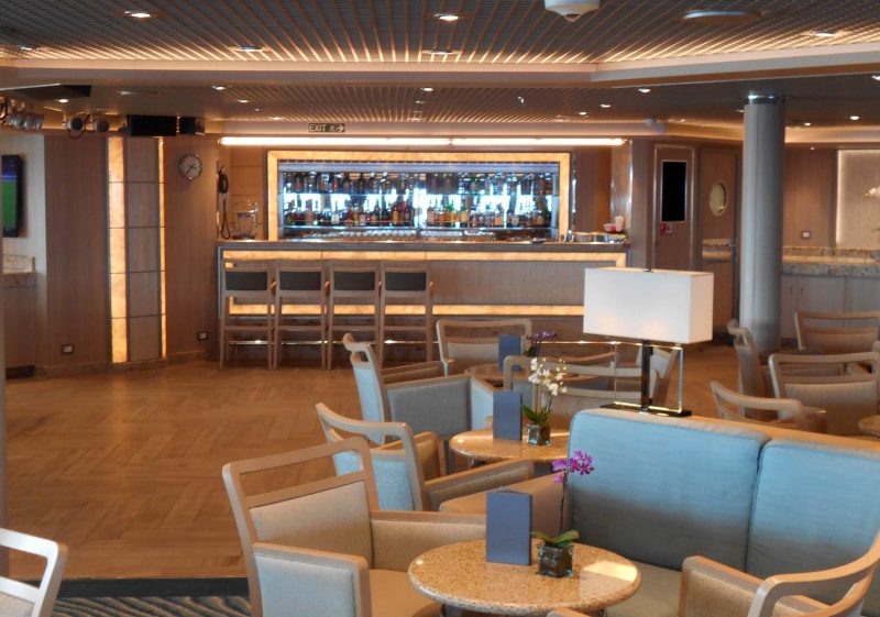 The schmoozy Panorama Lounge aboard Silver Muse.