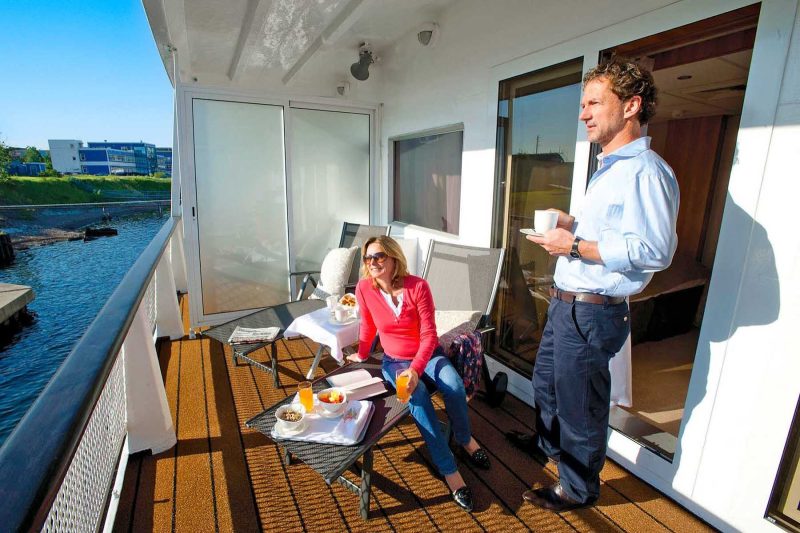 Spend your morning soaking in the views with a continental breakfast on your private veranda aboard your Viking Cruises ship during her sailing in Russia.
