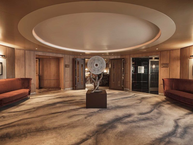 The Entrance Hall on Silversea’s new luxury ship Silver Moon. 