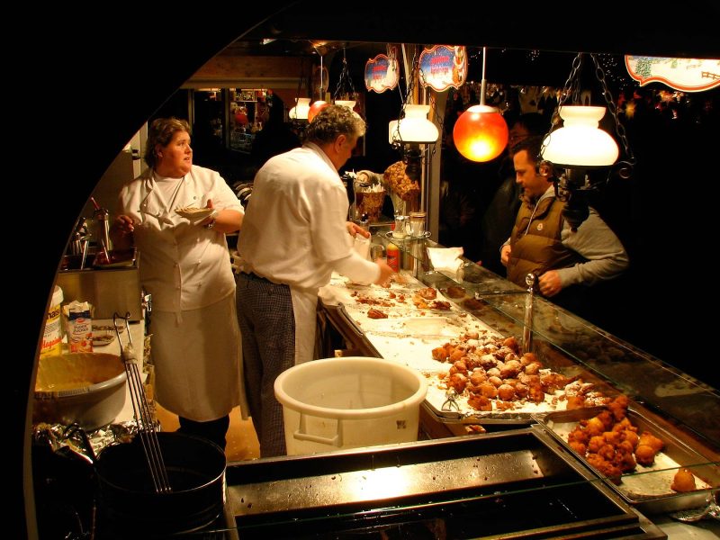 Locals during Christmas market in Cologne, Germany, just before Christmas.