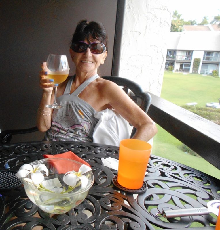 Sipping a margarita on lanai at Maui condo