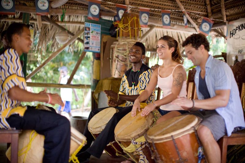 Drumming lessons on Caye Caulker, Belize.