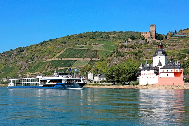 Avalon Artistry II sails the Rhine River through Kaub, Germany. 