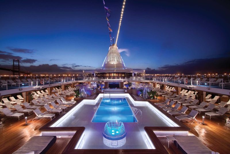 The expansive pool deck on Marina and Riviera from Oceania Cruises.