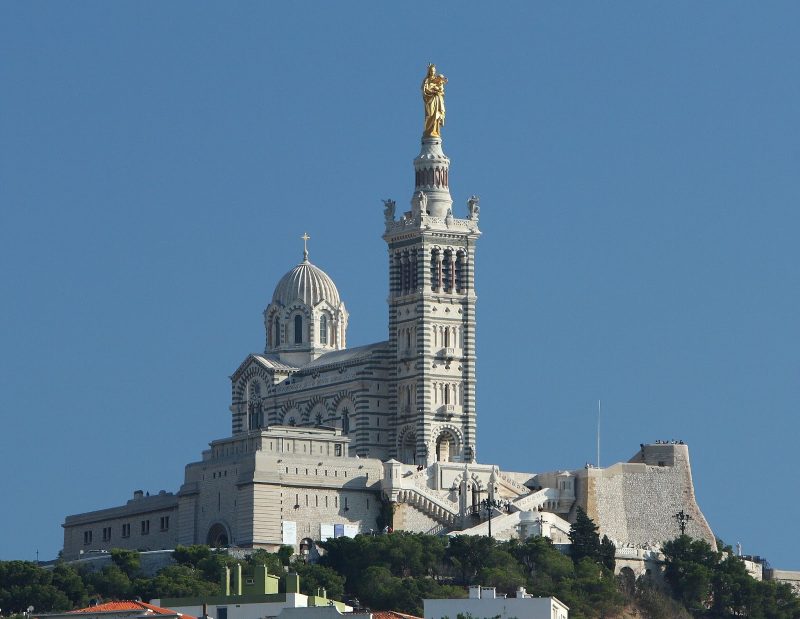 The Basilica of Notre Dame de la Garde in Marseille, France, which opened in 1864.