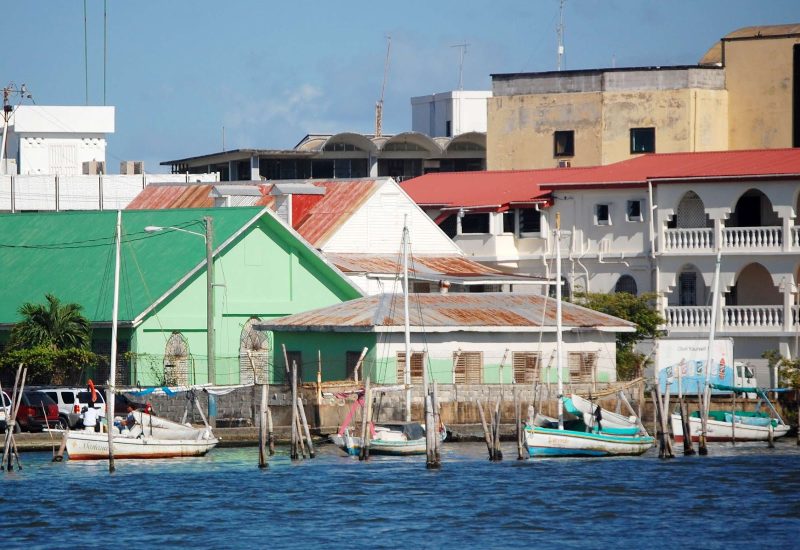 Local boats in Belize City, Belize.