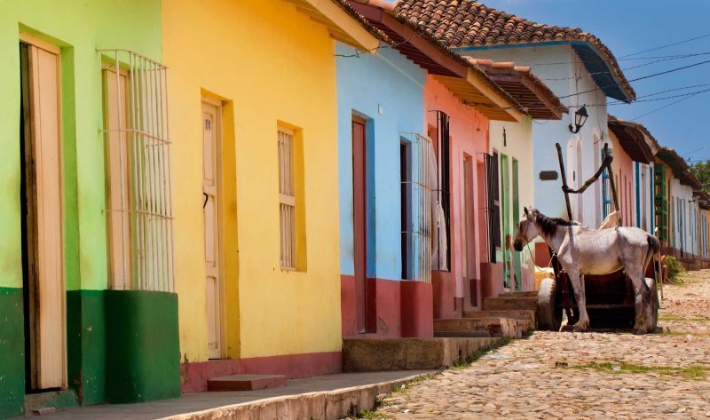 Colorful homes in the town of Trinidad, Cuba.