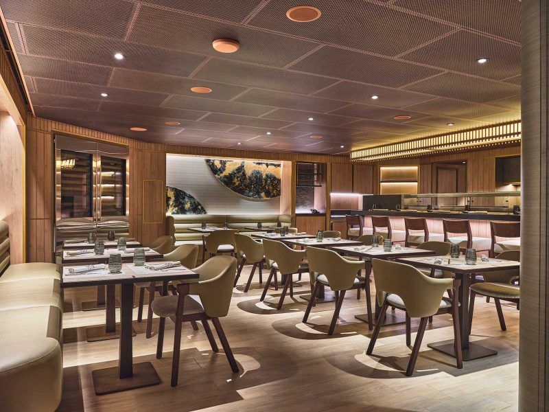 Interiors of the Japanese-inspired restaurant Kaiseki on Silver Moon.