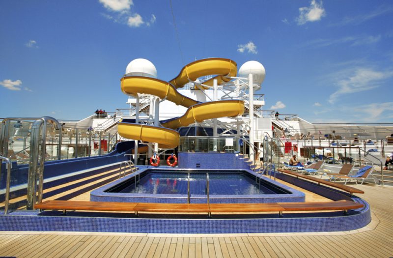 Costa Fortuna's main pool area and waterslide.