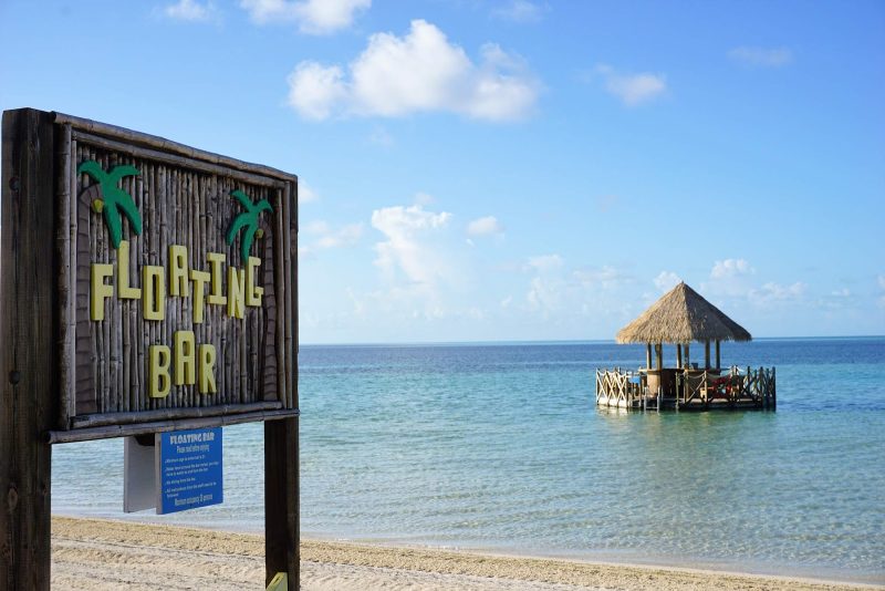 The Floating Bar at CocoCay, the Royal Caribbean private island in the Bahamas. 