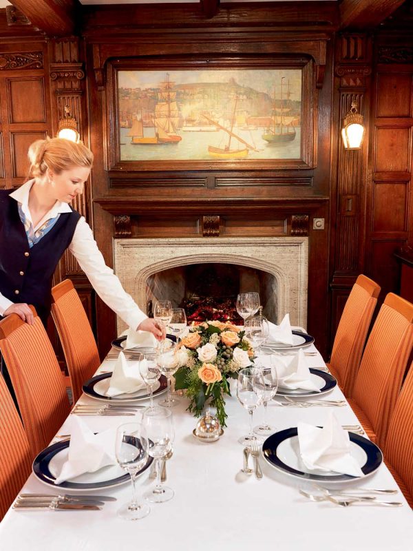 Stop by Sea Cloud's restaurant on your Lindblad-National Geographic sailing for a savory dinner.